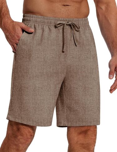 COOFANDY Mens Casual 9 Inch Shorts Summer Beach Linen Shorts Lightweight Drawstring Elastic Waist Shorts with Pockets in Saudi Arabia