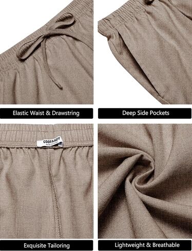 COOFANDY Mens Casual 9 Inch Shorts Summer Beach Linen Shorts Lightweight Drawstring Elastic Waist Shorts with Pockets in Saudi Arabia