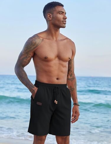COOFANDY Mens Casual Linen Shorts Elastic Waist Drawstring Loose Fit Summer Beach Vacation Shorts with Pockets in Saudi Arabia