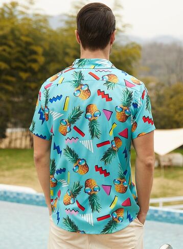 uideazone Mens Funny Hawaiian Shirts 3D Graphic Button Down Short Sleeve Tropical Holiday Beach Aloha Shirt in Saudi Arabia