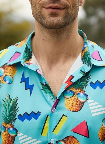 uideazone Mens Funny Hawaiian Shirts 3D Graphic Button Down Short Sleeve Tropical Holiday Beach Aloha Shirt in Saudi Arabia