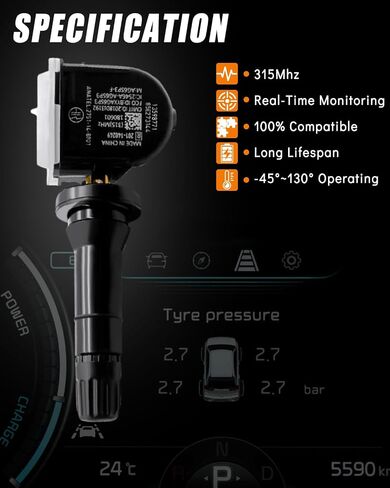 4 قطع 13598771 TPMS مناسب لـ: -GMC Acadia Savana Sierra Yukon لـ: -Chevy Cruze Silverado Impala Tahoe Traverse Suburban لـ: -Buick لـ: -Cadillac ATS CTS Lacrosse Enclave 315 ميجا هرتز in Saudi Arabia