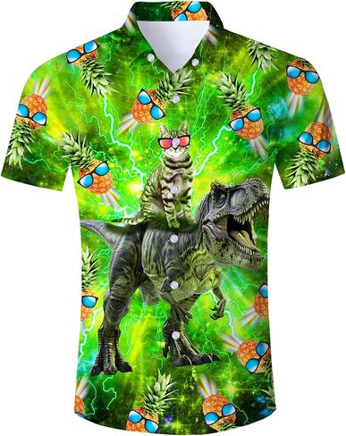 uideazone Mens Funny Hawaiian Shirts 3D Graphic Button Down Short Sleeve Tropical Holiday Beach Aloha Shirt in Saudi Arabia