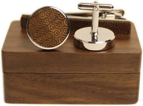 Vintage Walnut Wooden Cufflinks With Walnut Organizer Box for Men Father Husband Boyfriend Christmas Gift in Saudi Arabia