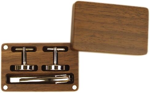 Vintage Walnut Wooden Cufflinks With Walnut Organizer Box for Men Father Husband Boyfriend Christmas Gift in Saudi Arabia