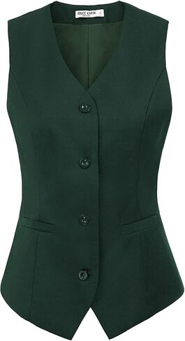 GRACE KARIN Women's V-Neck Slim Fit Office Bottoned Dressy Suit Vest Waistcoats in Saudi Arabia
