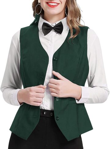 GRACE KARIN Women's V-Neck Slim Fit Office Bottoned Dressy Suit Vest Waistcoats in Saudi Arabia