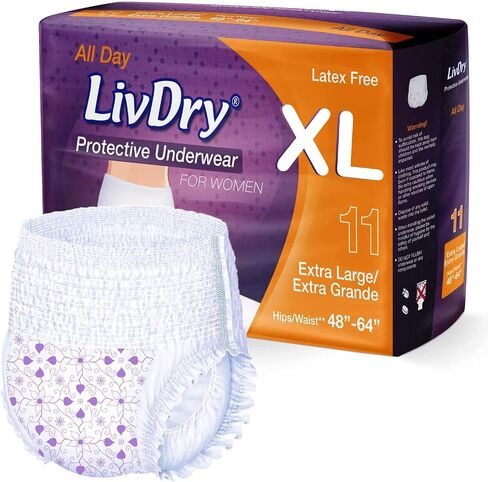 Livdry XXL Adult Diapers for Women, Overnight Absorbency Incontinence Underwear, XX-Large (10 Count) in Saudi Arabia