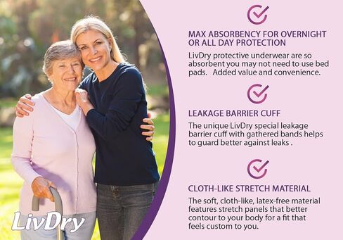 Livdry XXL Adult Diapers for Women, Overnight Absorbency Incontinence Underwear, XX-Large (10 Count) in Saudi Arabia