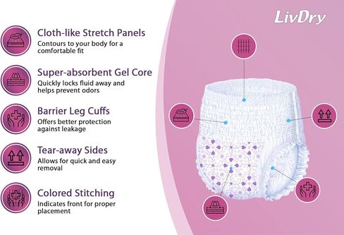 Livdry XXL Adult Diapers for Women, Overnight Absorbency Incontinence Underwear, XX-Large (10 Count) in Saudi Arabia