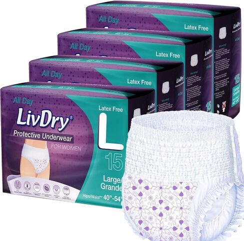 Livdry XXL Adult Diapers for Women, Overnight Absorbency Incontinence Underwear, XX-Large (10 Count) in Saudi Arabia