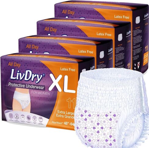 Livdry XXL Adult Diapers for Women, Overnight Absorbency Incontinence Underwear, XX-Large (10 Count) in Saudi Arabia