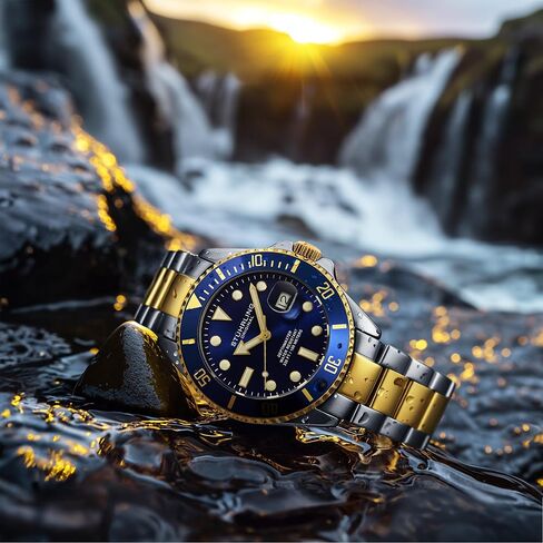 Stuhrling Original Men's Dive Watch, Swiss Movement, Stainless Steel, Blue Dial, Stainless Steel Bracelet, 100M Water Resistant in Saudi Arabia