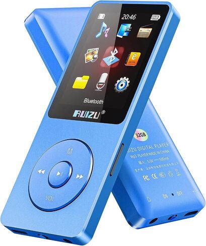 RUIZU 32GB MP3 Player with Bluetooth 5.3, 1.8" Screen Portable Music Player, FM Radio, Voice Recording, EBook, Shuffle Single Loop, 80H Digital Audio Video Playback, Lightweight, Support 128GB TF Card in Saudi Arabia