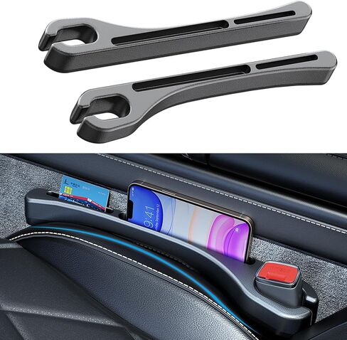 2PCS Car Seat Gap Filler，Gap Stopper Fill Gap Between Seat and Console，Built-in Recessed Storage Organizer，Universal for Most Cars Trucks SUVs to Stop Things from Dropping（Black） in Saudi Arabia