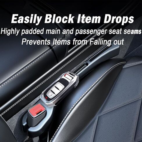 2PCS Car Seat Gap Filler，Gap Stopper Fill Gap Between Seat and Console，Built-in Recessed Storage Organizer，Universal for Most Cars Trucks SUVs to Stop Things from Dropping（Black） in Saudi Arabia