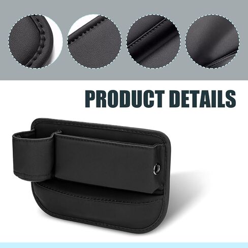 1 قطعة صندوق تخزين جانبي لوحدة التحكم المركزية، حشو فجوة مقعد السيارة مع حامل أكواب، منظمات داخلية عالمية للسيارات، لمعظم السيارات والشاحنات والشاحنات الصغيرة (أسود) in Kuwait