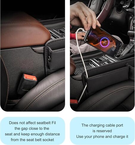 1 قطعة صندوق تخزين جانبي لوحدة التحكم المركزية، حشو فجوة مقعد السيارة مع حامل أكواب، منظمات داخلية عالمية للسيارات، لمعظم السيارات والشاحنات والشاحنات الصغيرة (أسود) in Kuwait