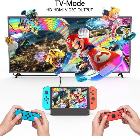 محطة إرساء RREAKA Switch للتلفزيون وشاحن وحدة التحكم Joycon المتوافقة مع Nintendo Switch، حامل شحن Switch يدعم 4K HDMI Video 1080P مع شاحن وحدة تحكم التبديل و10 فتحات ألعاب in Kuwait
