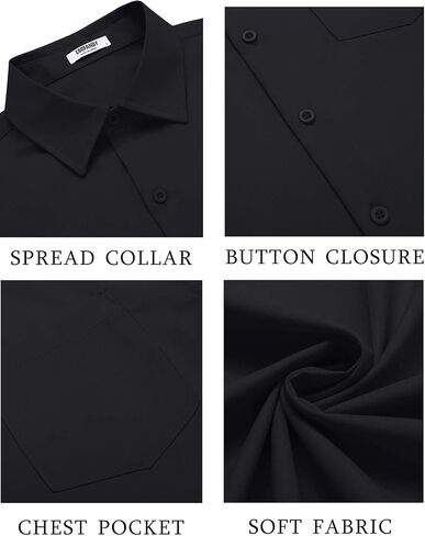 COOFANDY Men's Button Down Shirts Short Sleeve Casual Dress Shirts Untucked Summer Shirt with Pocket in Saudi Arabia