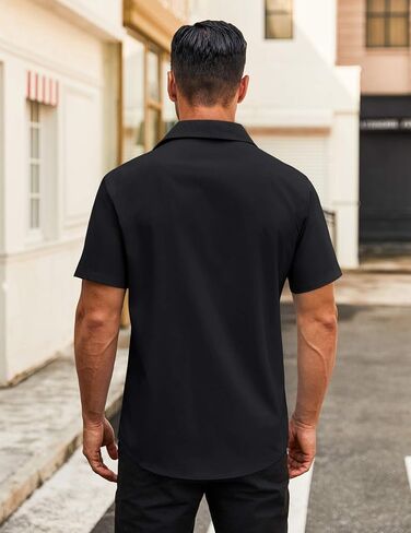 COOFANDY Men's Button Down Shirts Short Sleeve Casual Dress Shirts Untucked Summer Shirt with Pocket in Saudi Arabia