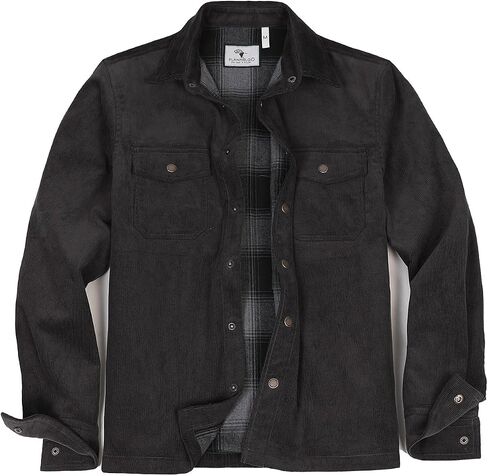 ZENTHACE Men's Corduroy Shirts Jacket with Full Flannel Lined,Snap Button Down Vintage Fall Outerwear Coat,100% Cotton in Kuwait