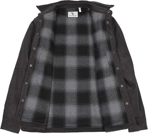 ZENTHACE Men's Corduroy Shirts Jacket with Full Flannel Lined,Snap Button Down Vintage Fall Outerwear Coat,100% Cotton in Kuwait