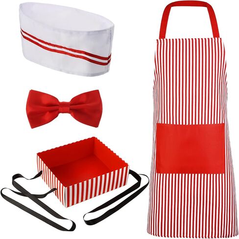SATINIOR 4 Pcs Adult Waiter Costume Hot Dog Soda Jerk Movie Night Popcorn Costume Carnival Circus 50s Halloween Party in Saudi Arabia