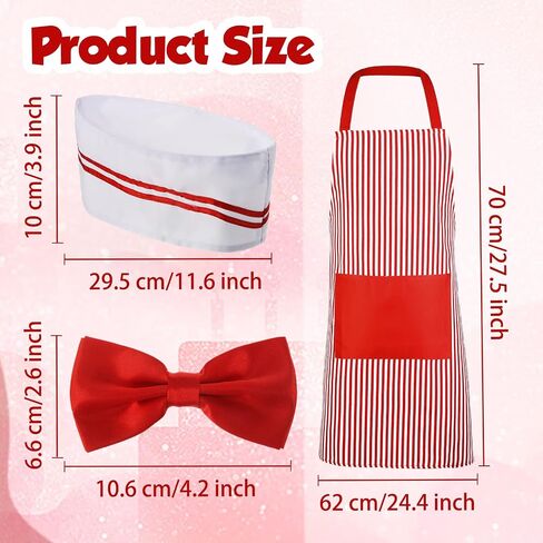SATINIOR 4 Pcs Adult Waiter Costume Hot Dog Soda Jerk Movie Night Popcorn Costume Carnival Circus 50s Halloween Party in Saudi Arabia