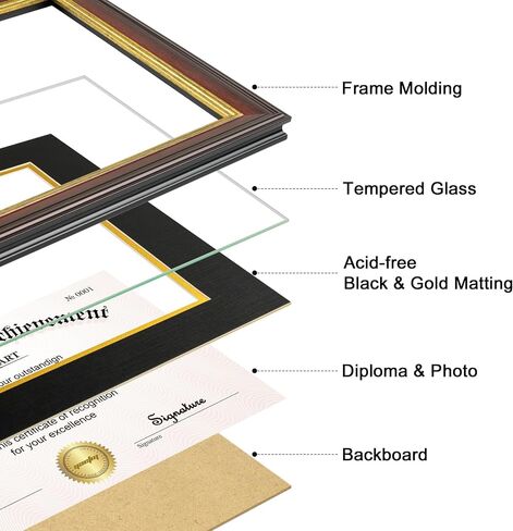 إطار دبلوم Yaetm مقاس 11 × 14 مع حصيرة زرقاء مقاس 8.5 × 11 - إطار وثيقة من خشب الجوز مع حصائر زرقاء فوق ذهبية خالية من الأحماض، وإطارات دبلوم 8.5 × 11 مع زجاج مقسى، وإطار شهادة (3 عبوات، جوز/أزرق) in Kuwait