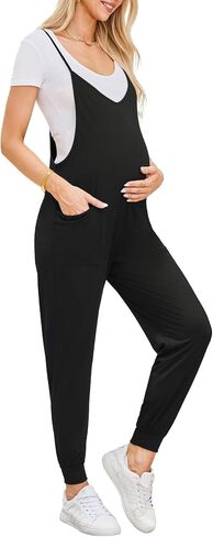 Women's Maternity Jumpsuits Loose Adjustable Spaghetti Strap Jogger Overalls Outfits Pregnancy Romper with Pockets in Saudi Arabia