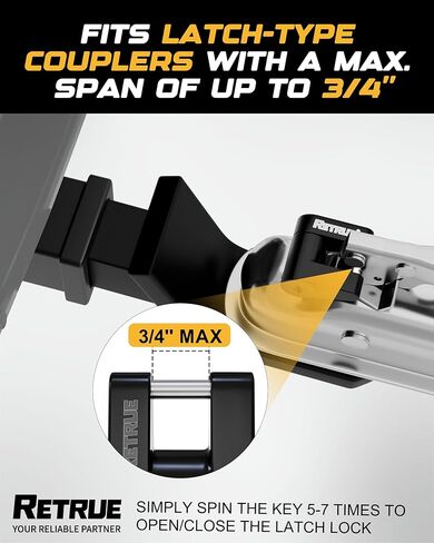 Trailer Tongue Coupler Lock, Trailer Hitch Lock,Dia 1/4 Inch, 3/4 Inch Span for Tow Boat RV Truck Car's Coupler, Black in Kuwait