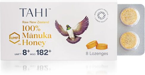 Tahi 100% Pure New Zealand Manuka Honey Lozenges UMF 8+ (MGO 182+) Manuka Honey Drops For Sore Throat Relief & Immune support - Healthy Lozenges made of raw Honey - No Added Sugar - Pack of 8 in Saudi Arabia