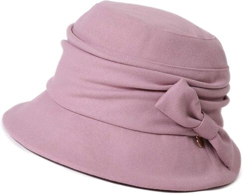 Womens 1920s Vintage Satin Lined Fedora Bowler Cloche Bucket Church Derby Party Hat Fall Winter Ladies Black in Saudi Arabia