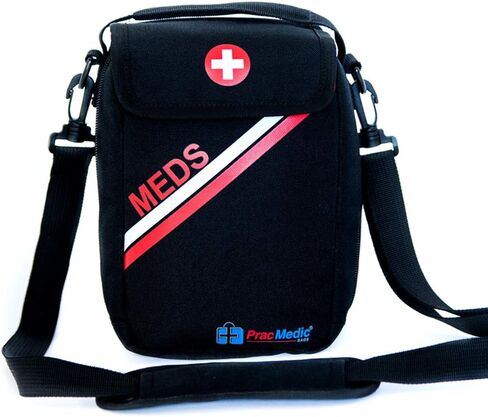 PracMedic Bags Medicine Bag- First Aid Bags Empty- Epipen Carry Case- Travel Medicine Bag for Insulin, Pill Bottle, Diabetic Supply, Asthma Spacer, Auvi Q, Allergy and First Aid Supplies (T-MEDS Red) in Kuwait