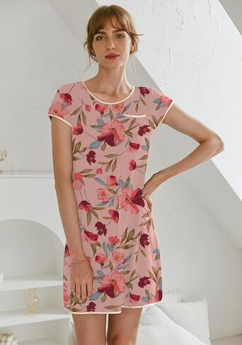 Ekouaer 2 حزمة من قمصان النوم للنساء فستان سهرة قصير الأكمام للنساء ملابس نوم قمصان نوم ناعمة S-XXL in Saudi Arabia