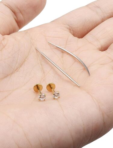 18/20g Flat Back Nose Rings Earrings Surgical Steel 6/7/8mm Pin Stud for Women Men Push In Threadless Cartilage Tragus Lip Labret Arete Piercing Jewelry in Saudi Arabia