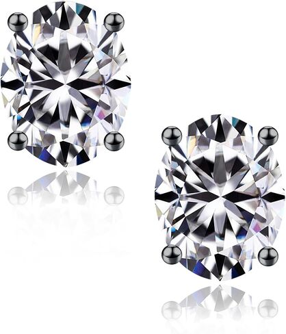 SMILEST أقراط مويسانيتي بيضاوية للنساء، 1-4 قيراط D لون VVS1 أقراط مويسانيتي من مختبر الوضوح 18 قيراط أبيض أصفر وردي روثينيوم فيرميل 925 من الفضة الإسترليني 4 شقوق أقراط مويسانيتي in Kuwait