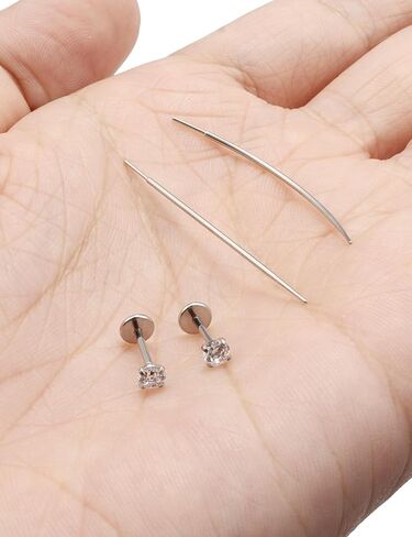 18/20g Flat Back Nose Rings Earrings Surgical Steel 6/7/8mm Pin Stud for Women Men Push In Threadless Cartilage Tragus Lip Labret Arete Piercing Jewelry in Saudi Arabia
