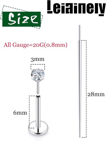 18/20g Flat Back Nose Rings Earrings Surgical Steel 6/7/8mm Pin Stud for Women Men Push In Threadless Cartilage Tragus Lip Labret Arete Piercing Jewelry in Saudi Arabia