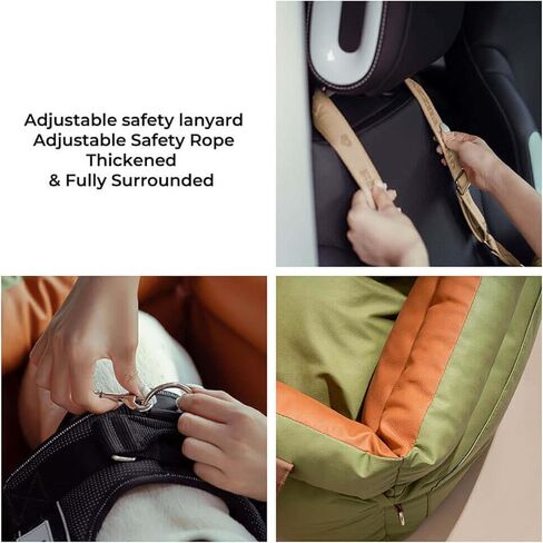 مقعد سيارة للكلاب من FUNNYFUZZY للكلاب الصغيرة، سرير سيارة للكلاب مقاوم للماء مع جيب للتخزين، مقود بمشبك أمان للكلاب، مقعد سيارة محمول قابل للفصل وسرير حامل للسفر (رمادي) in Kuwait