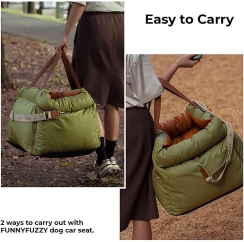 مقعد سيارة للكلاب من FUNNYFUZZY للكلاب الصغيرة، سرير سيارة للكلاب مقاوم للماء مع جيب للتخزين، مقود بمشبك أمان للكلاب، مقعد سيارة محمول قابل للفصل وسرير حامل للسفر (رمادي) in Kuwait