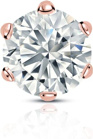 14k Yellow Gold Round SINGLE Diamond Stud Earring (1/8-1cttw, O. White, I2-I3) 6-Prong Basket set with Screw-back Diamond Wish in Kuwait