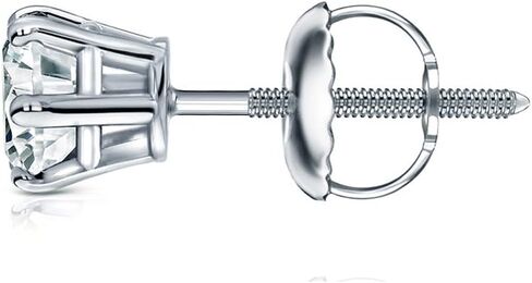 14k Yellow Gold Round SINGLE Diamond Stud Earring (1/8-1cttw, O. White, I2-I3) 6-Prong Basket set with Screw-back Diamond Wish in Kuwait