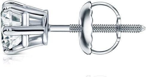 14k Yellow Gold Round SINGLE Diamond Stud Earring (1/8-1cttw, O. White, I2-I3) 6-Prong Basket set with Screw-back Diamond Wish in Kuwait