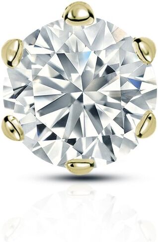 14k Yellow Gold Round SINGLE Diamond Stud Earring (1/8-1cttw, O. White, I2-I3) 6-Prong Basket set with Screw-back Diamond Wish in Kuwait