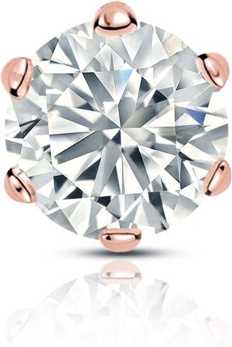 14k Yellow Gold Round SINGLE Diamond Stud Earring (1/8-1cttw, O. White, I2-I3) 6-Prong Basket set with Screw-back Diamond Wish in Kuwait