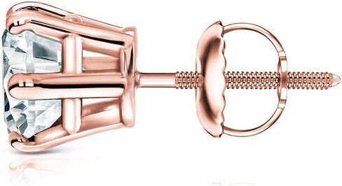 14k Yellow Gold Round SINGLE Diamond Stud Earring (1/8-1cttw, O. White, I2-I3) 6-Prong Basket set with Screw-back Diamond Wish in Kuwait