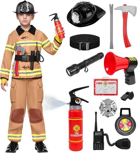 Spooktacular Creations Halloween Boys Fireman Costume, Firefighter Costume for Kids, Toddler Fireman Costume Set for DressUp in Saudi Arabia