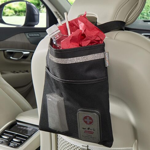 High Road Hanging Car Trash Bag with Waterproof Leakproof Liner, Storage Pocket and Adjustable Strap to Hang in The Front or Back Seat - Southwest in Kuwait